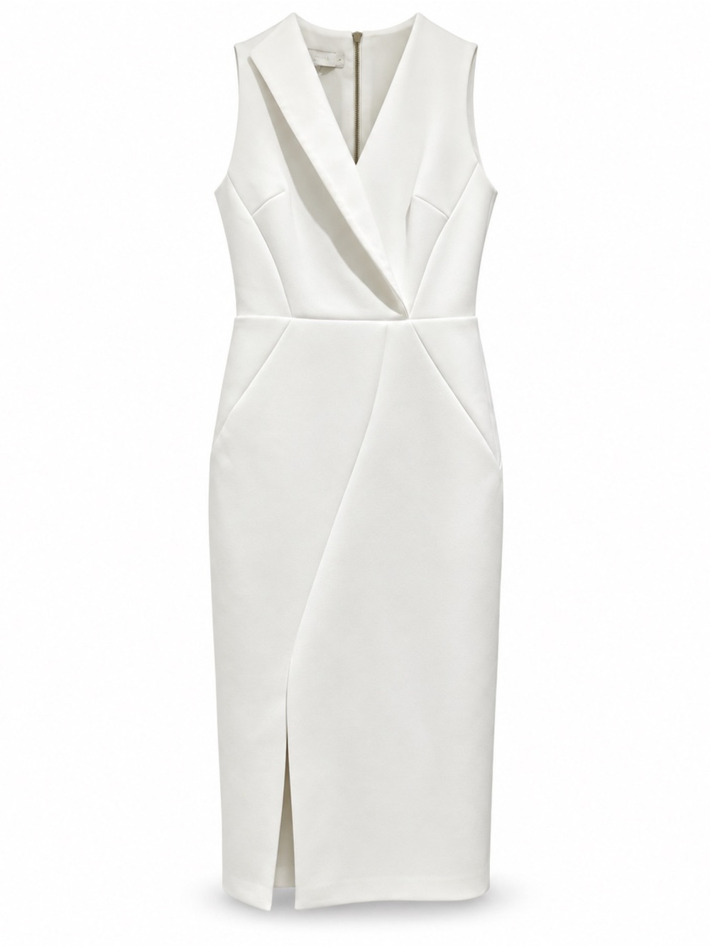 Ted Baker Tilolah Ivory Crossover Seamed Bodycon Midi Dress Size 1 US 4